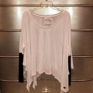 Peace Love World White Tee with Black Sleeves Sz M